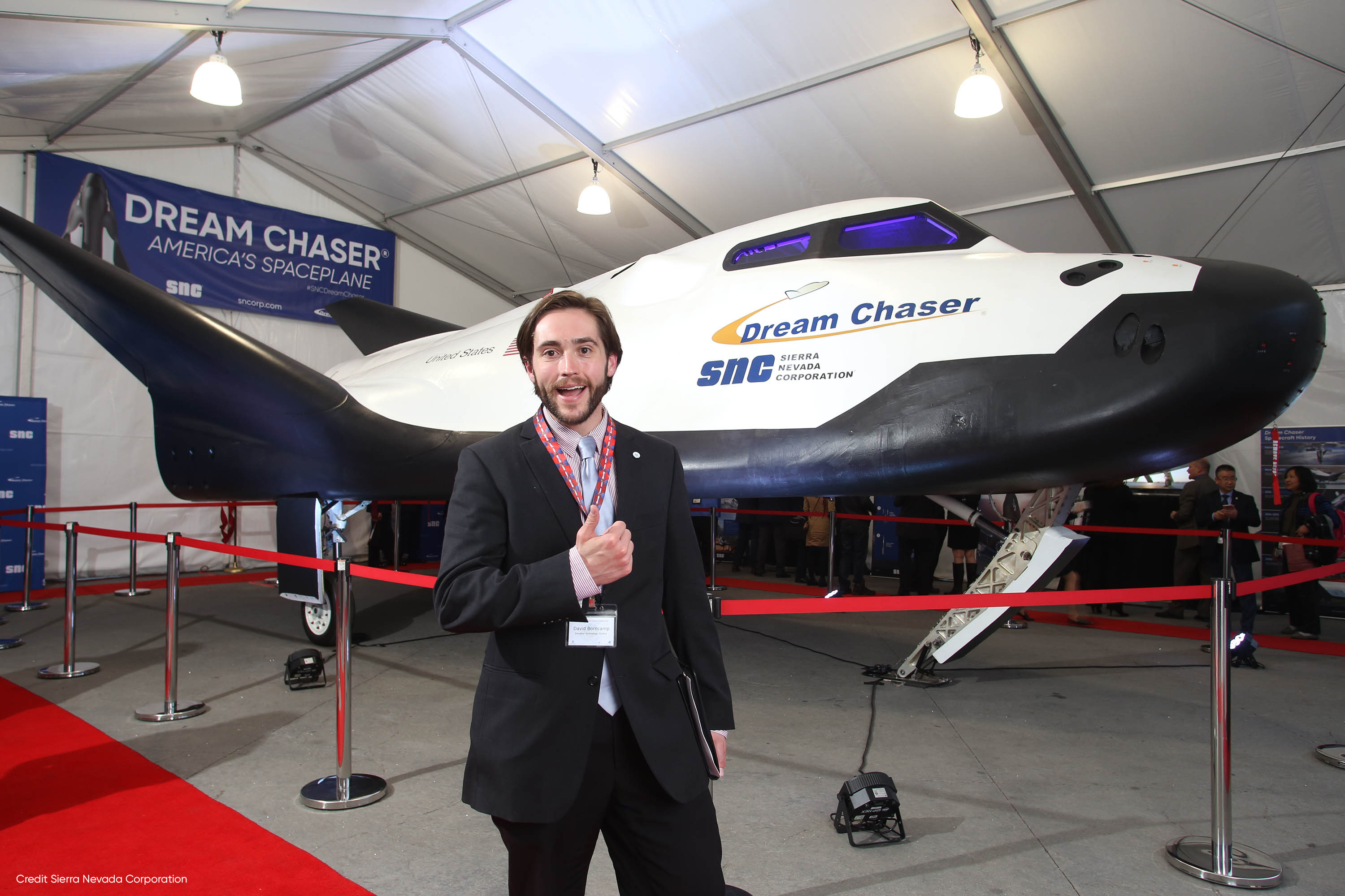 Dave Borncamp with the Dream Chaser spaceplane
